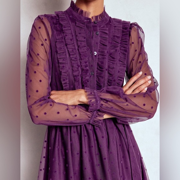 NWT BODEN $249 Tulle Ruffle Maxi Dress *Viola Purple Size 8 Petite - Picture 5 of 10